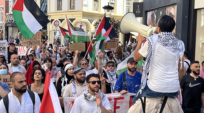 Hollanda'nın Utrecht kentinde Filistin'e destek gösterisi düzenlendi