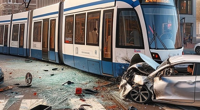 Rotterdam'da Tramvay ve Otomobil Çarpıştı, her iki sürücü'de alkollü çıktı