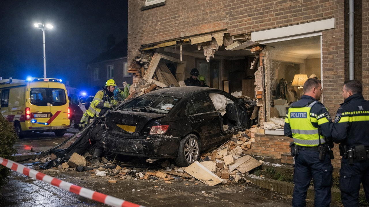 Hollanda Zwijndrecht’te Otomobil Bir Eve Çarptı: Cephede Büyük Hasar Oluştu